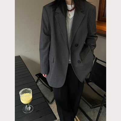 高级感灰色新款小西服上衣气质