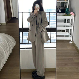 幂式休闲老爹西装外套女春夏新款韩版宽松显瘦两件套西服套装
