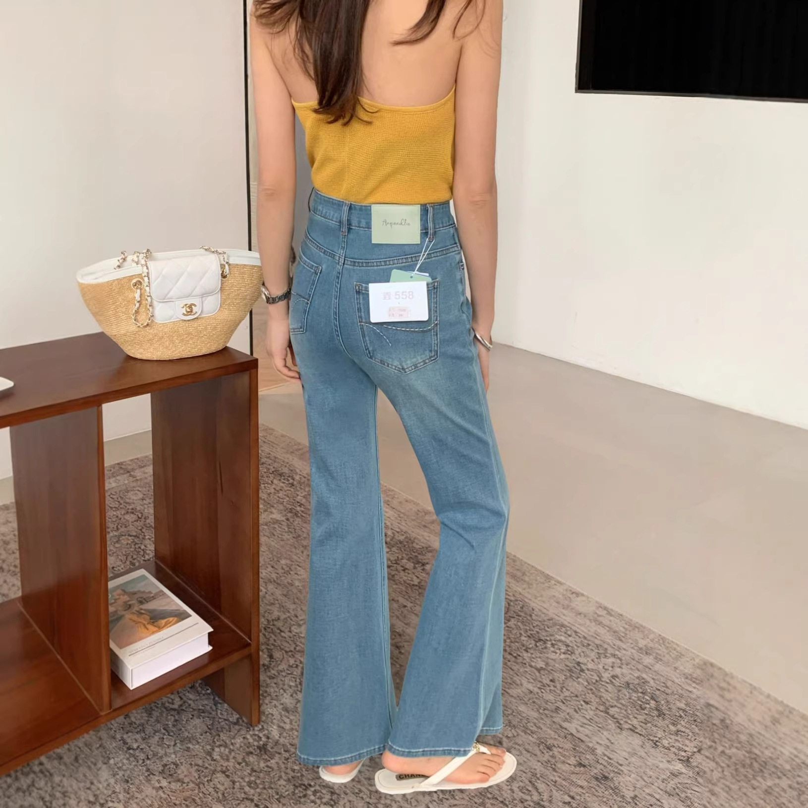 2026夏季新款欧货四面弹微喇牛仔裤女款薄款高腰修身喇叭长裤子