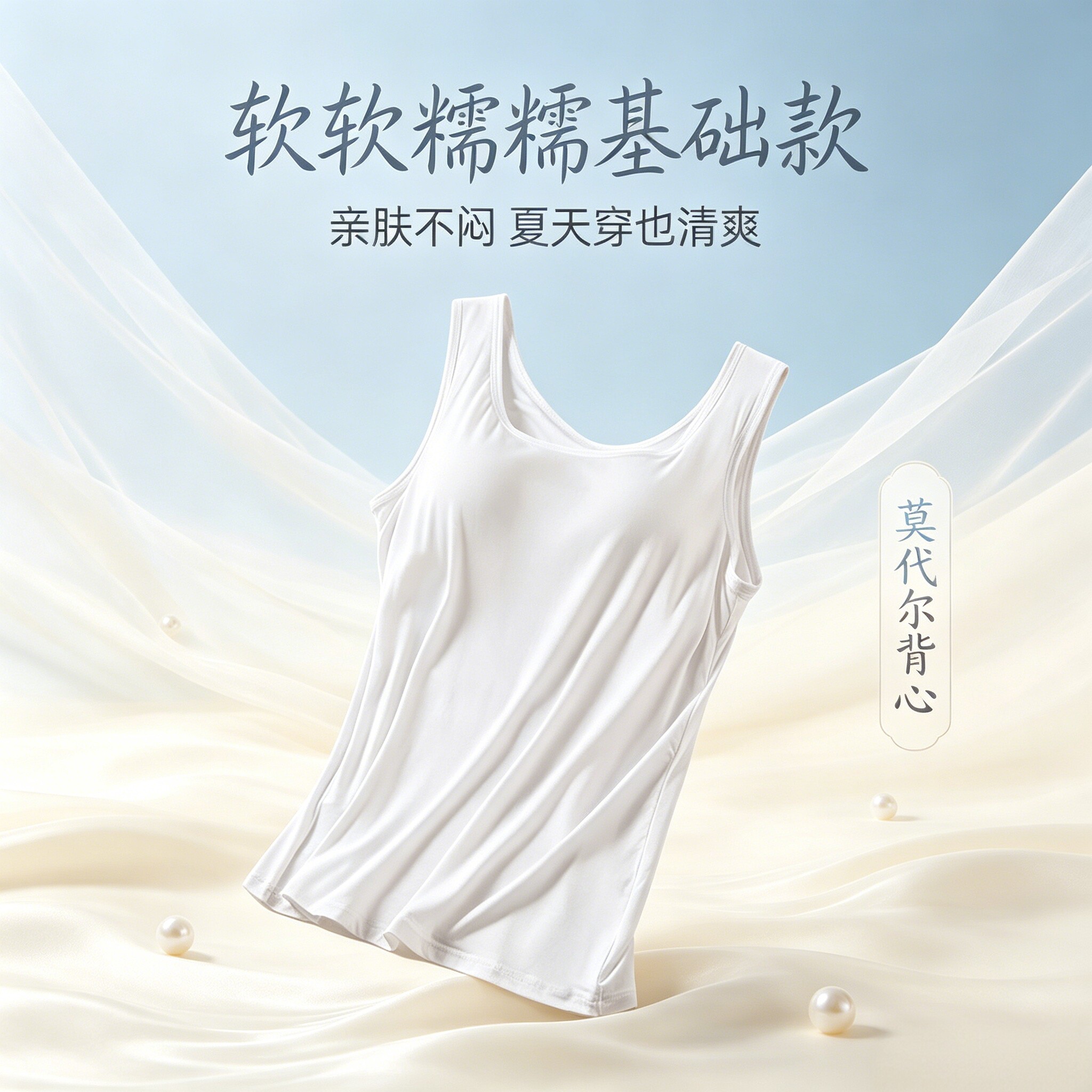 莫代尔带胸垫宽松打底吊带背心女
