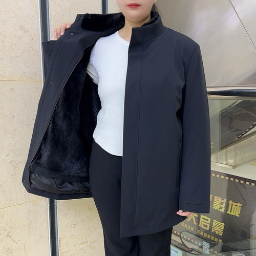 新款男士水貂派克服可拆卸整貂内胆中长款立领皮毛一体冬皮草大衣