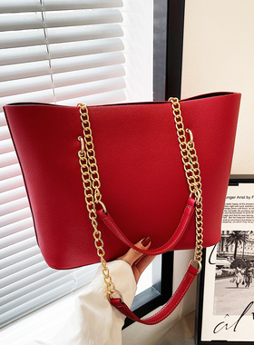 红色包包女结婚包2025新款时尚大容量链条托特包高级感婚礼新娘包