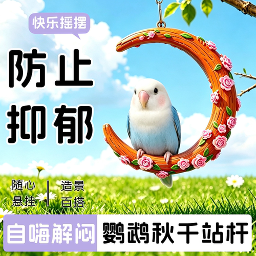 鹦鹉笼内造景秋千站杆磨爪解闷