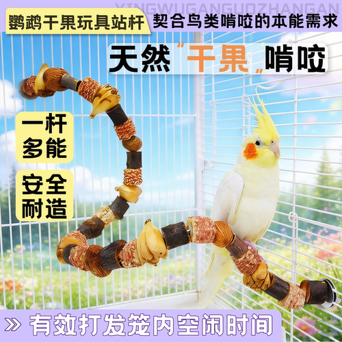鹦鹉啃咬干果站杆玩具虎皮玄凤小太阳磨爪磨喙健齿啃咬玩具站台