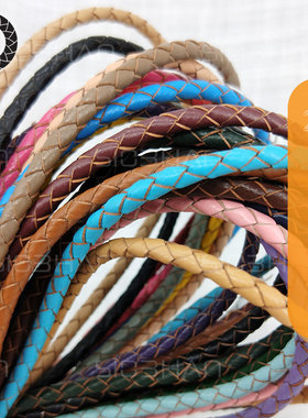 4mm1米编织进口纯牛皮绳手工DIY饰品串转运珠简约手链项链真皮绳