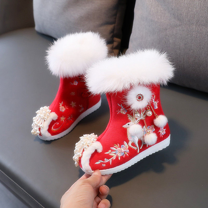 儿童棉鞋女童冬季汉服鞋加绒中国风绣花鞋子复古唐装古装鞋拜年鞋,童鞋/婴儿鞋/亲子鞋,儿童汉服鞋,淘宝优惠券,粉丝福利购,淘宝优惠卷