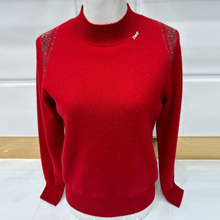 半高领毛衣秋冬高级感打底上衣本命年红色羊毛衫 针织衫 女2025新款