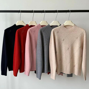2025新款 毛衣女款 高贵洋气上衣加厚打底针织衫 中老年妈妈纯羊毛衫