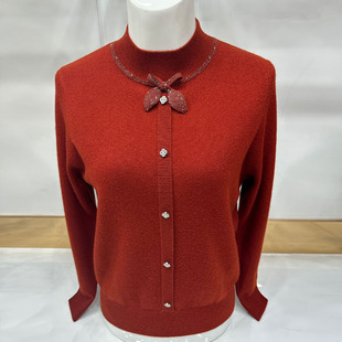 新款 高贵洋气打底针织上衣中老年女羊毛衫 妈妈羊毛衫 毛衣女秋冬款