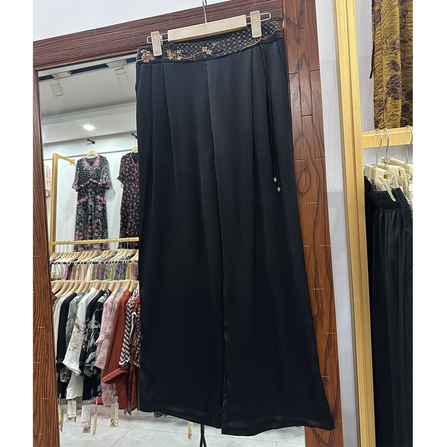 阔腿裙裤桑蚕丝中年女士妈妈裤子
