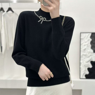 女100纯羊毛 内搭打底针织上衣高级感穿搭羊毛衫 毛衣女款 2025新款