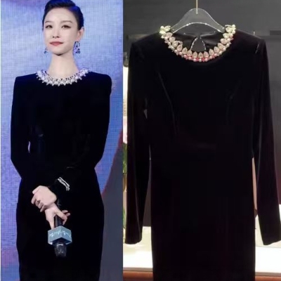 倪妮同款高级感气质连衣裙晚礼服