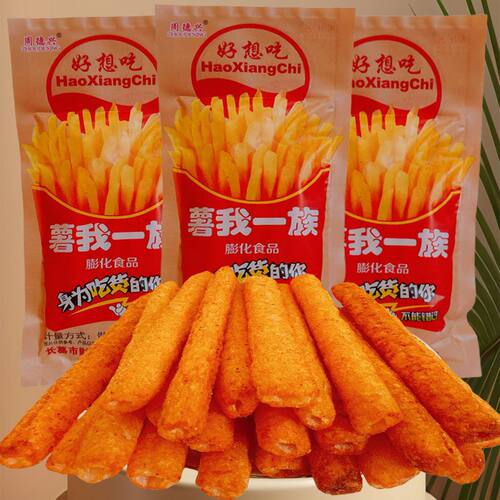 薯我一族薯条香脆空心棒辣条网上爆款零食经典麻辣童年怀旧小食品