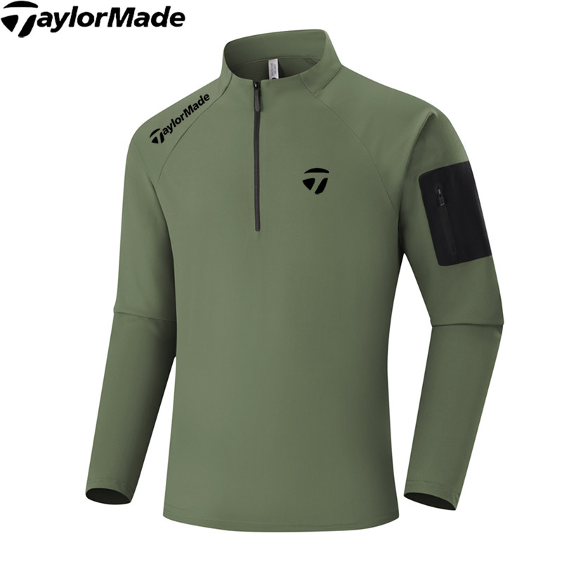 TaylorMade泰勒梅男士高尔夫立领春秋拉链长袖透气运动速干上衣