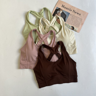 排扣一体杯杯垫运动内衣女无钢圈高强度吸湿排汗瑜伽健身文胸背心