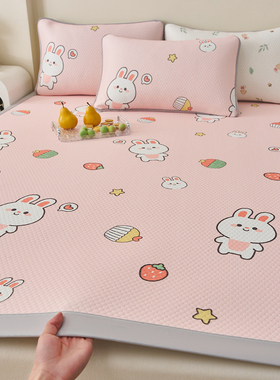 2026新款A类印花冰豆豆凉席三明治透气网冰丝凉席家用双人冰丝席