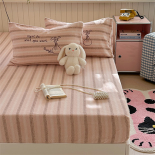 【小花瓶】260g羊咩绒刺绣款全包床笠三件套 保暖绵羊绒床单罩子