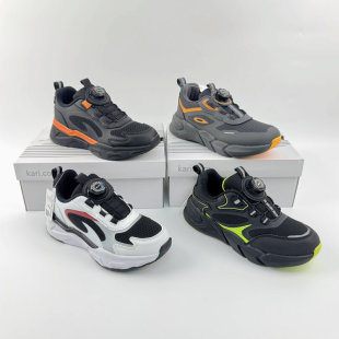 外贸原单男女童春秋款休闲鞋轻便软底防滑减震旋转纽扣学生慢跑鞋