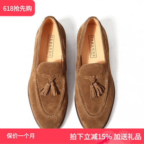 乐福鞋trd新款反绒流苏休闲皮鞋