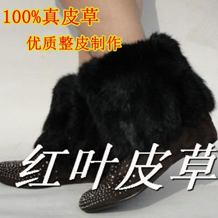 真皮草兔毛腿套腿部保暖护膝护踝