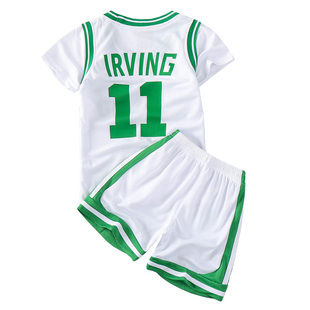女童假两件短袖篮球服凯尔特人欧文塔图姆球衣速干训练服定制男童