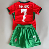2024欧洲杯儿童足球服葡萄牙C罗球衣7号男女宝宝速干训练服定制