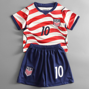 2026世界杯国家队美国队儿童足球服套装男女童运动速干训练服定制