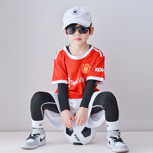 儿童秋冬装紧身衣足球服套装C罗球衣男女童速干运动训练服定制