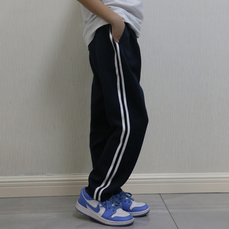定制男女校服裤运动纯棉蓝裤长裤