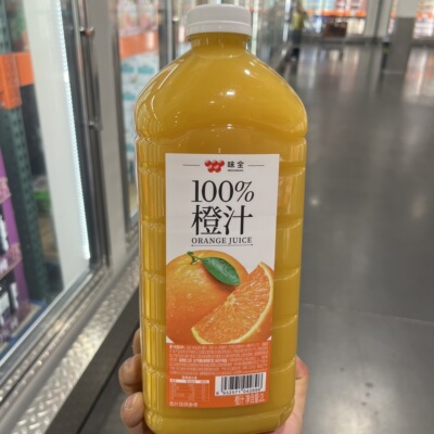 开市客味全100%橙汁脐橙鲜榨纯果汁2升大瓶装0防腐无添加剂饮料