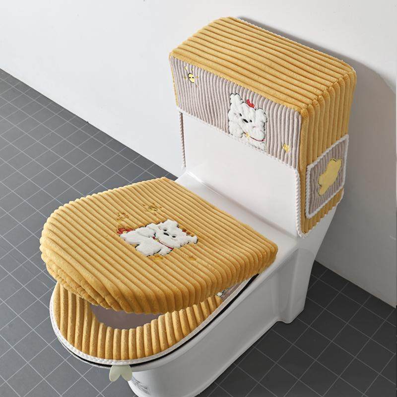 三件套马桶垫坐垫套装四季通用加厚毛绒坐垫器套圈双件套水箱罩