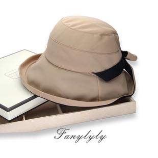 范妮2024新款韩版太阳帽遮阳防晒渔夫帽盆帽大檐小头款气质高雅女