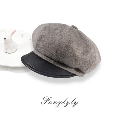 八角帽大头围拼接显脸小简约百搭