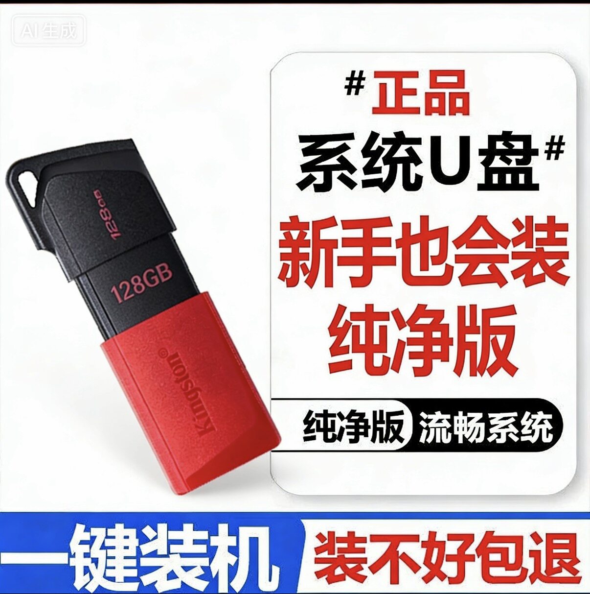 2026爆款金士顿重装系统U盘3.2装机win10/11一键PE纯净系统安装