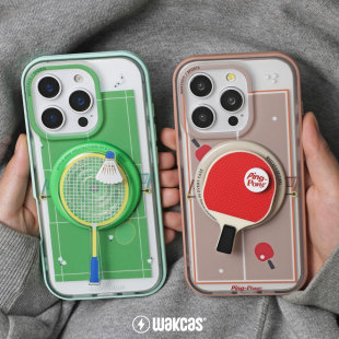 个性 磁吸小众原创适用iphone14pro保护套潮流磨砂苹果壳防摔16 乒乓球羽毛球苹果16壳苹果15promax手机壳新款