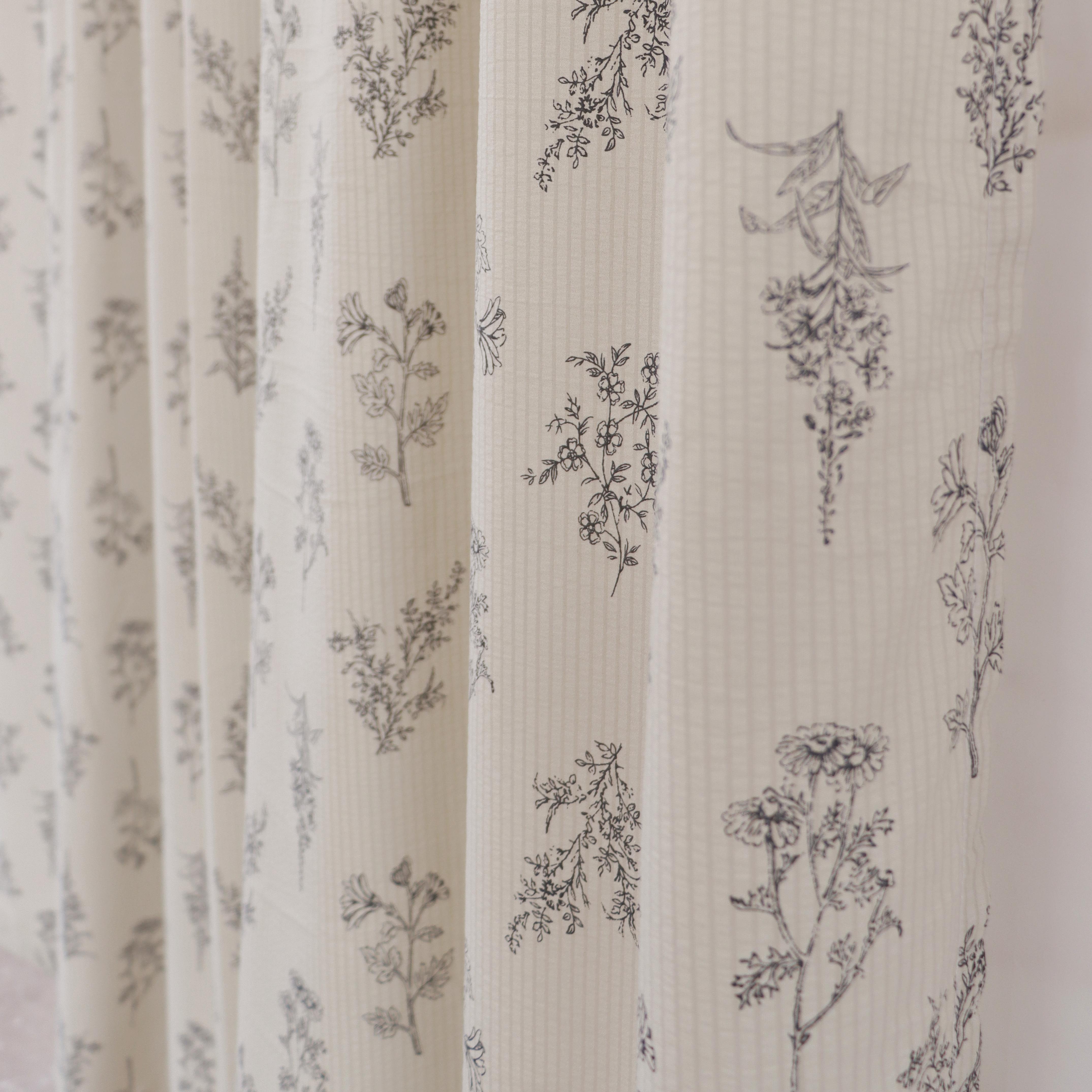 定制法式半遮光灰色系印花布窗帘