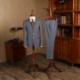 IsirHonour retro quý ông màu xám xanh lưới tinh tế 戗 cổ áo phù hợp với phiên bản Anh Hàn Quốc của nam hai mảnh - Suit phù hợp quần dài nam