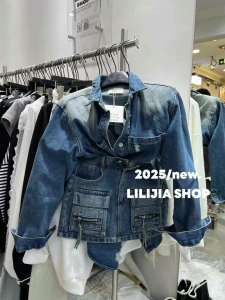 MIDO家 2025春季新款韩版时尚百搭翻领牛仔外套+高腰半身裙套装