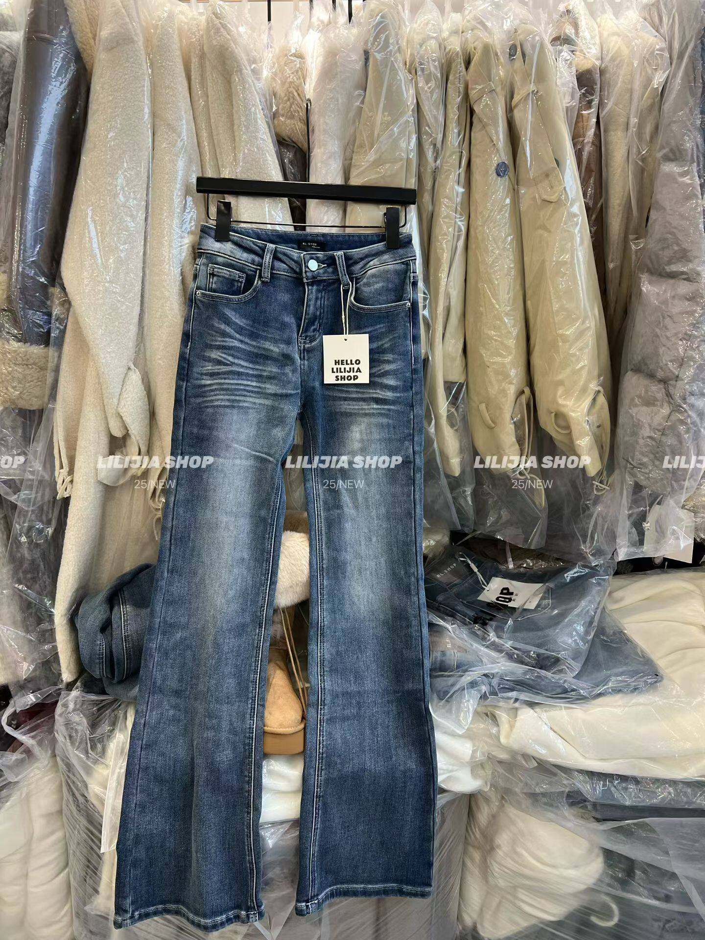 MIDO家 2025冬季新款韩版宽松显瘦百搭高腰微喇牛仔裤女加绒加厚,女装/女士精品,牛仔裤,淘宝优惠券,粉丝福利购,淘宝优惠卷