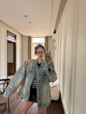 MIDO家 2026春季新款韩版时尚百搭显瘦破洞牛仔外套女宽松上衣