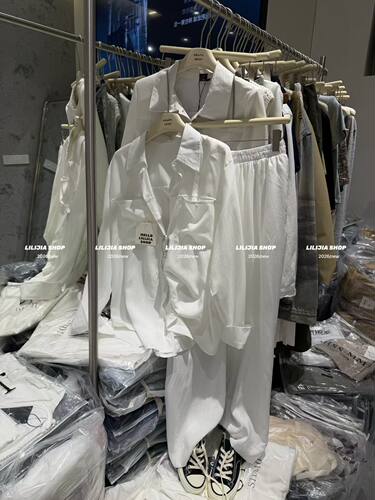 MIDO家 2026春季新款韩版时尚百搭宽松显瘦衬衫+阔腿裤两件套套装