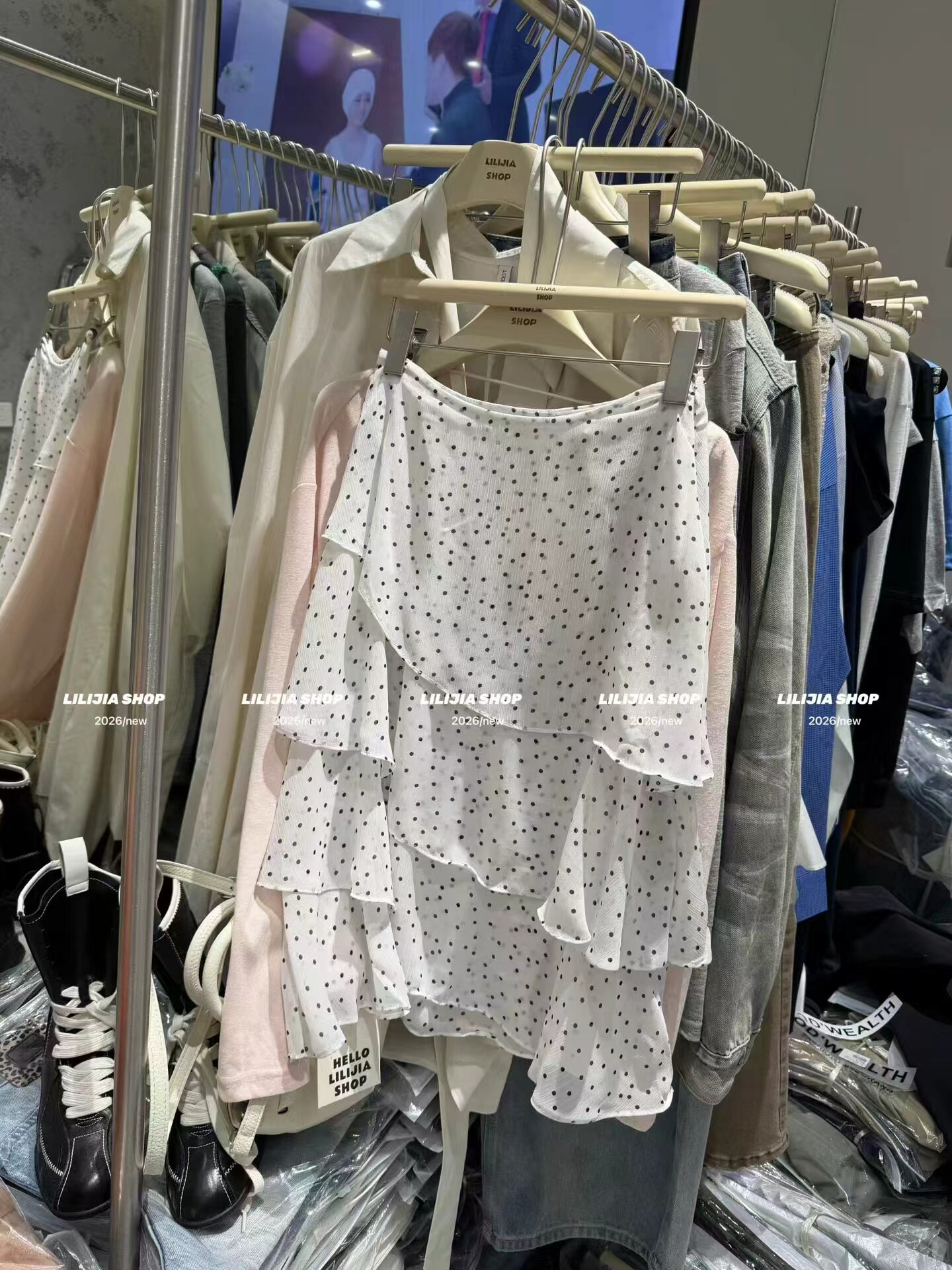 MIDO家 海边度假波点半身裙女2026夏季韩版高腰显瘦气质百搭中裙