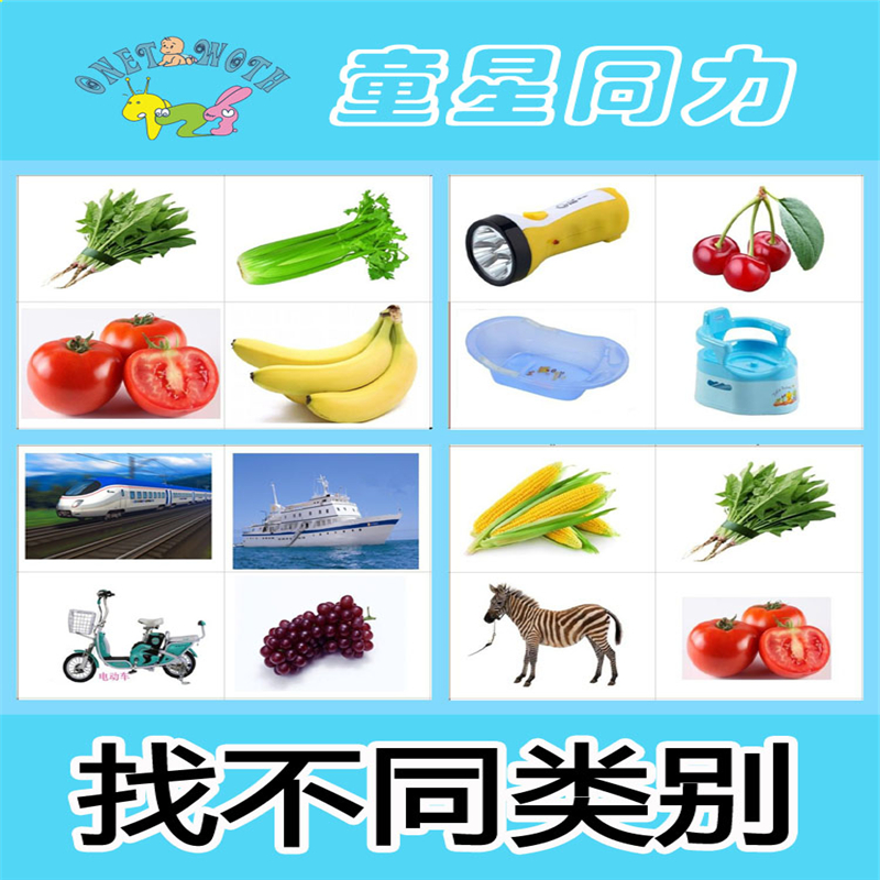 aba实操找不同类别儿童康复卡片