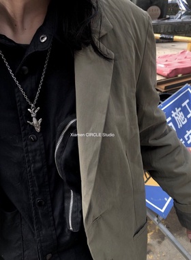 52赫兹银饰暗黑不规则肌理吊坠