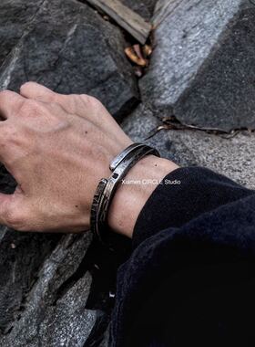男士银饰私人暗黑做旧手镯定制