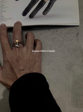 螺丝戒指小众银饰小众戒指暗黑先锋工匠银饰金银结合错金点金指环