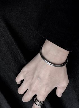 纯银做旧暗黑活口街头风手环