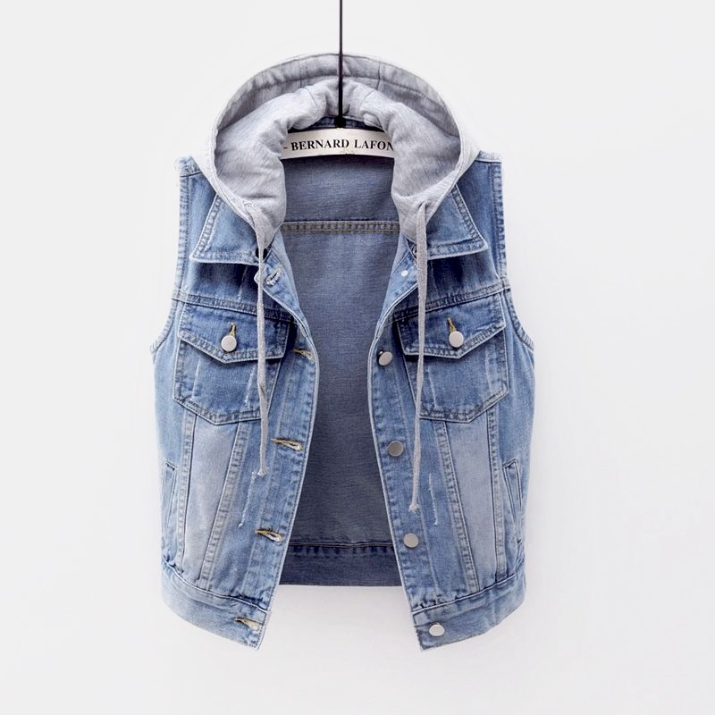 牛仔马甲女短款2025春秋新款百搭修身夹克可拆连帽无袖坎肩上衣潮,女装/女士精品,马夹,淘宝优惠券,粉丝福利购,淘宝优惠卷