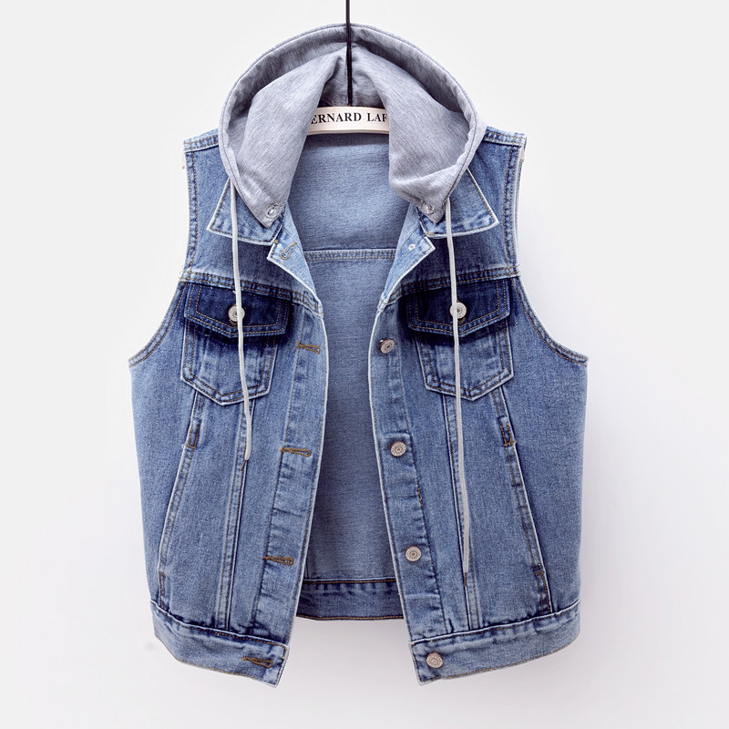 2024春秋新款可拆连帽牛仔马甲女短款无袖夹克坎肩修身显瘦上衣潮,女装/女士精品,马夹,淘宝优惠券,粉丝福利购,淘宝优惠卷