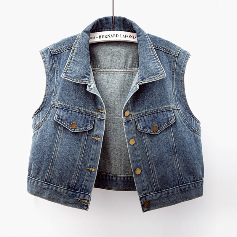 2025春夏新款牛仔马甲女短款外搭修身无袖背心坎肩水洗百搭蓝上衣